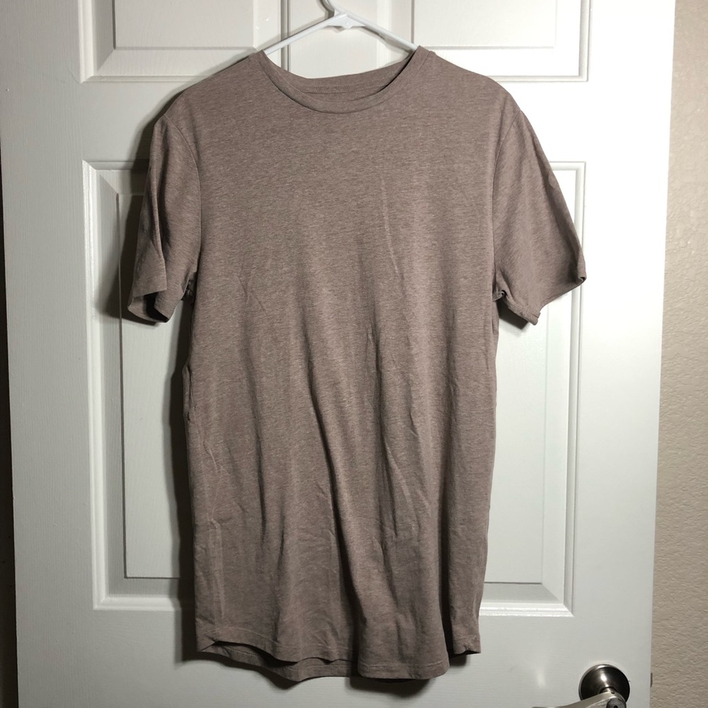river island mens t shirt Curved Hem Longline Casual Tan/Brown Size Small
